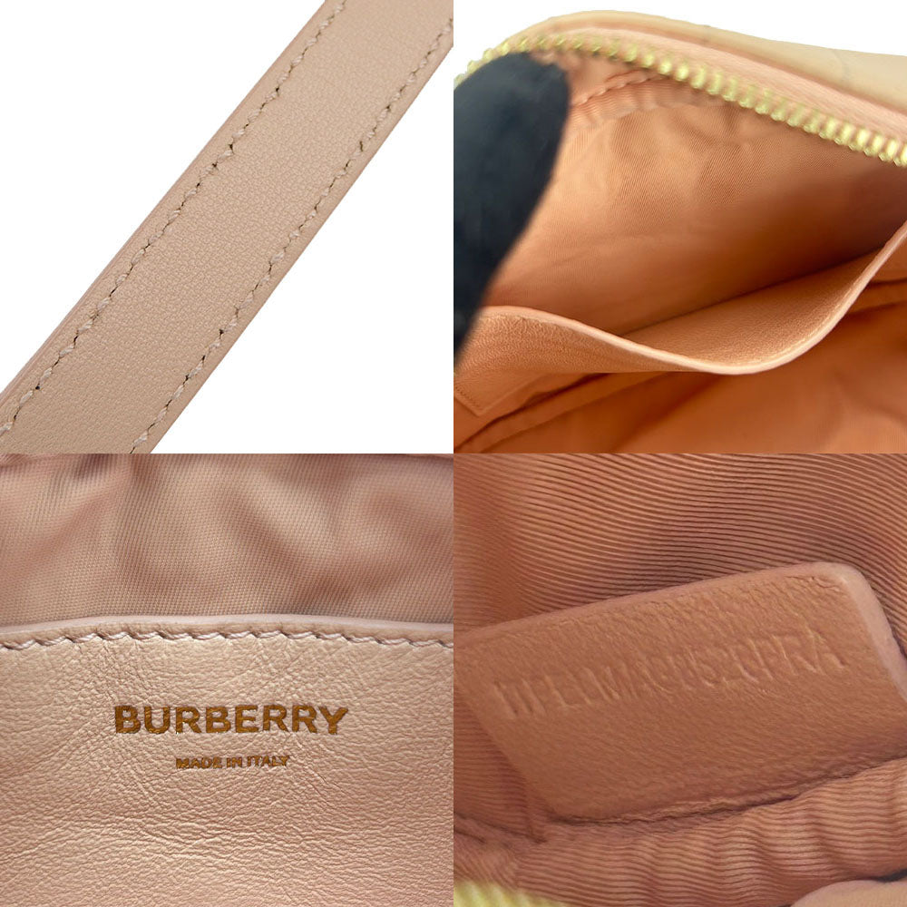 Burberry Shoulder Bag Leather Pink Mini Roller Women Used Authentic