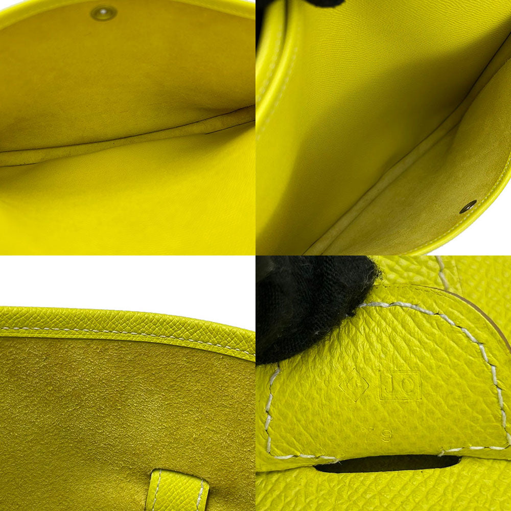 Hermes Shoulder Bag Epsom Yellow Evelyn 3 Gm Women Used Authentic