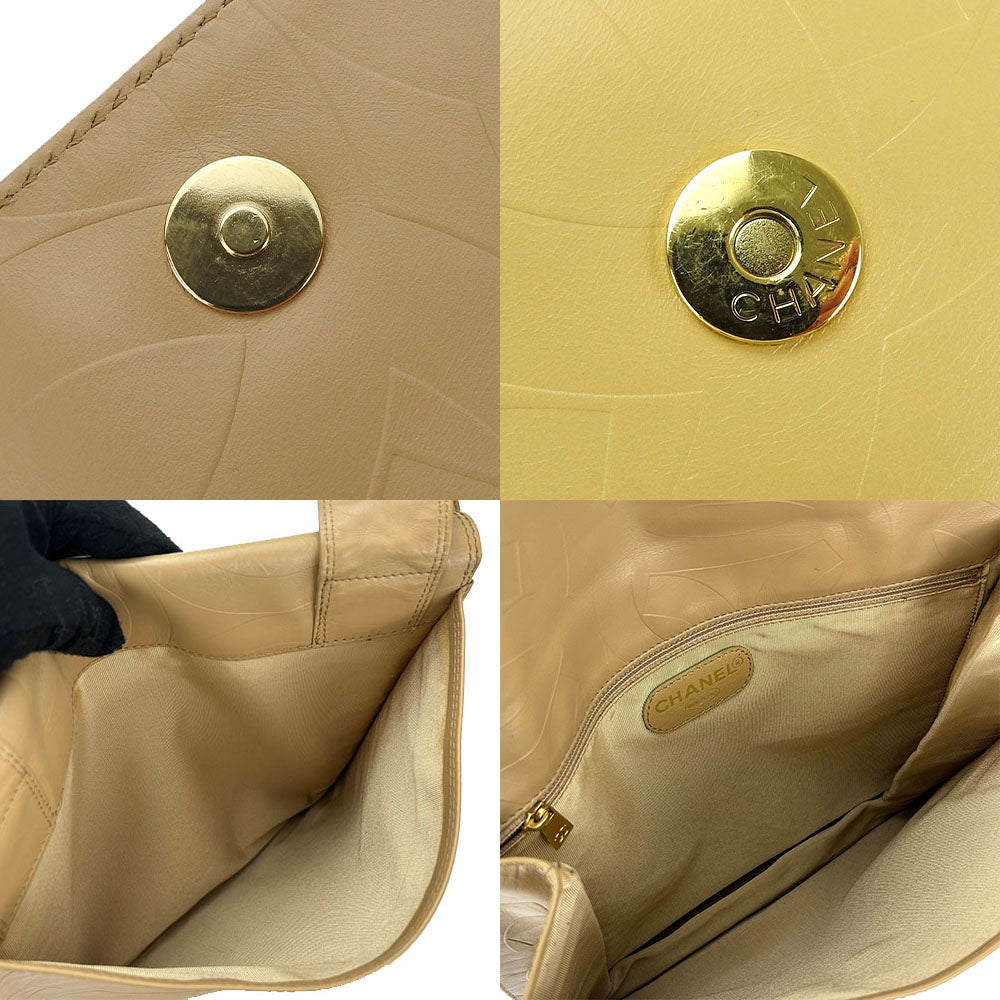 Chanel Shoulder Bag Leather Beige