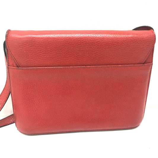 Celine Shoulder Bag Leather Red Crossbody Bag Vintage Women Used Authentic