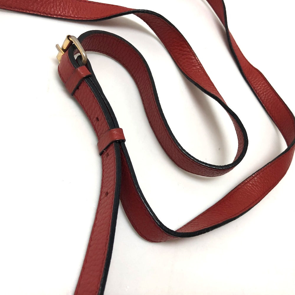 Celine Shoulder Bag Leather Red Crossbody Bag Vintage Women Used Authentic