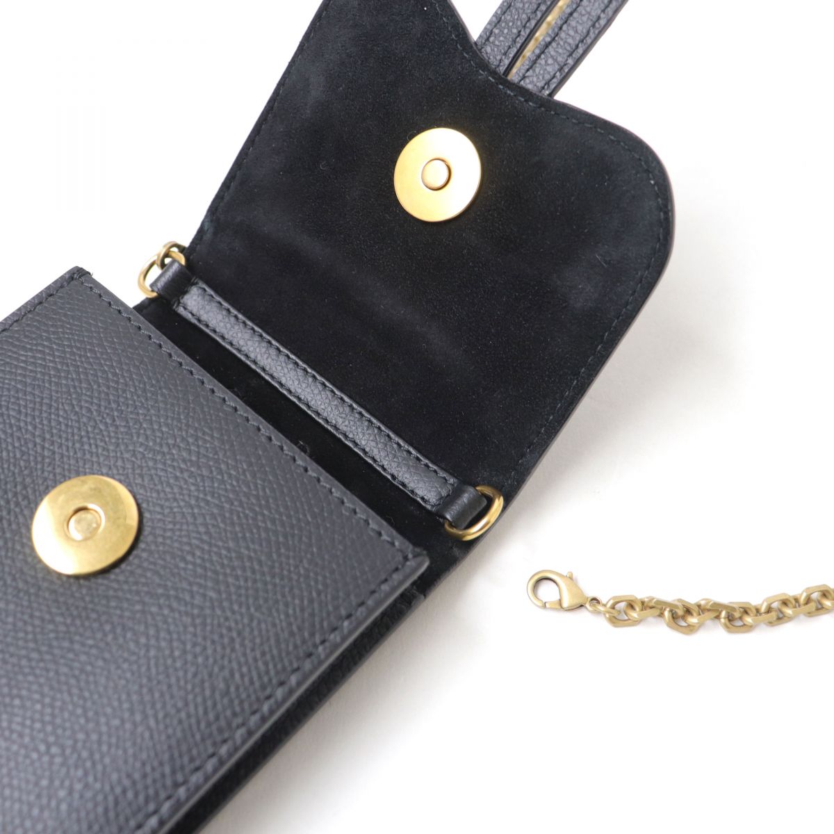 Christian Dior Pouch Main: Leather Black X Gold Women Used Authentic