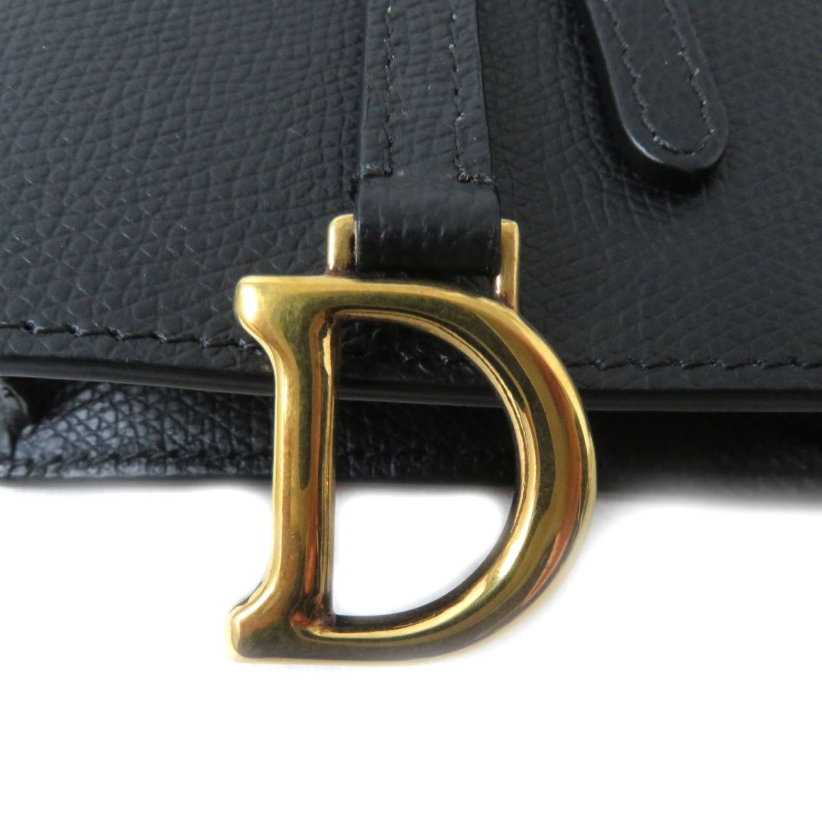 Christian Dior Pouch Main: Leather Black X Gold Women Used Authentic