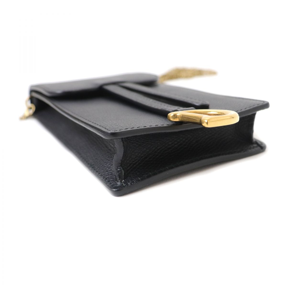 Christian Dior Pouch Main: Leather Black X Gold Women Used Authentic