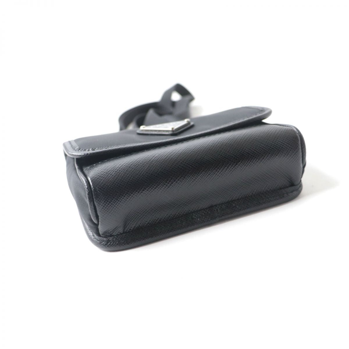 Prada Pouch Main: Nylon Leather, Main: Re Nylonx Saffiano Leather Black Women Used Authentic