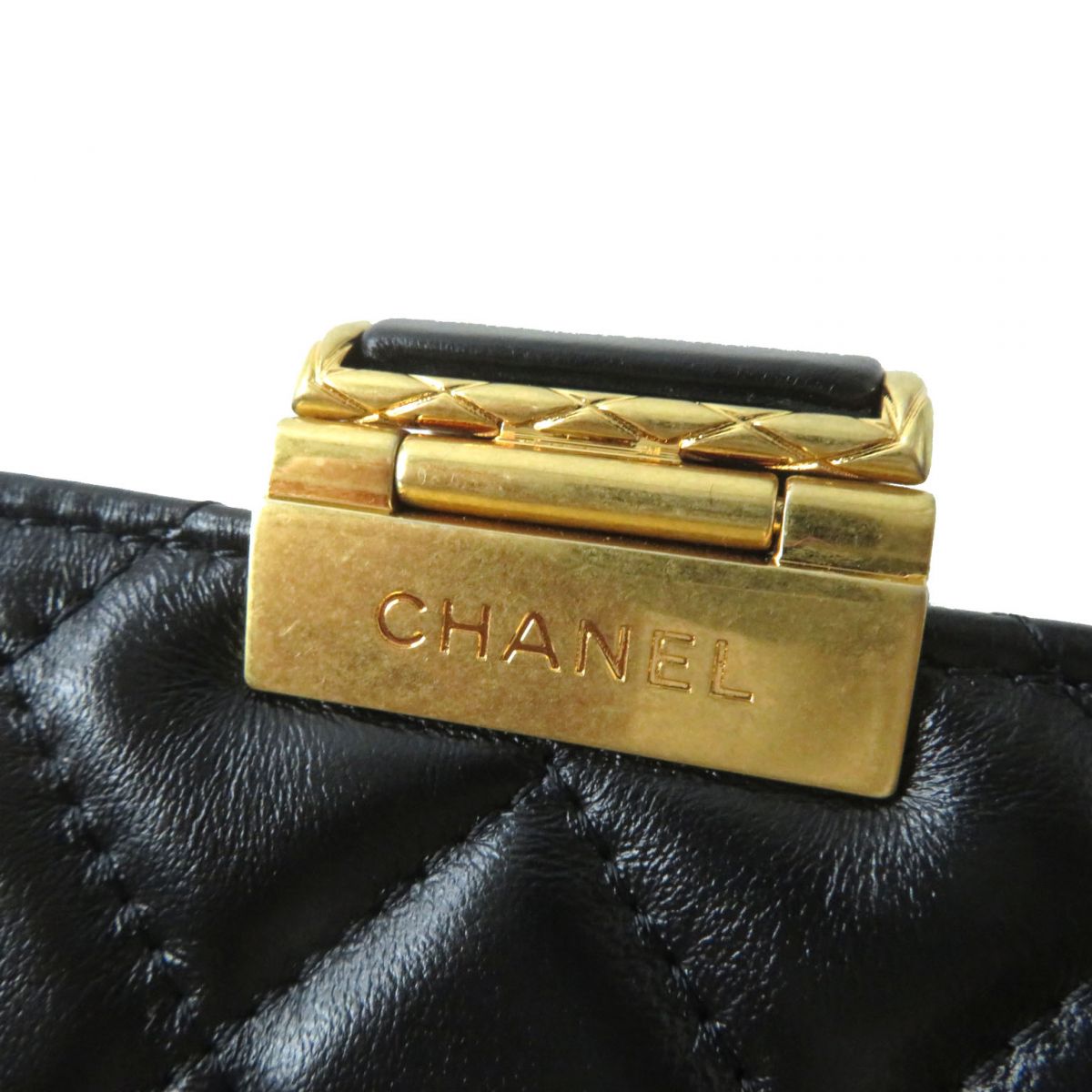 Chanel Shoulder Bag Main: Lambskin Black X Gold Metal Women Used Authentic