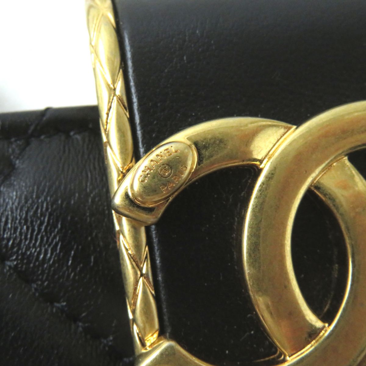 Chanel Shoulder Bag Main: Lambskin Black X Gold Metal Women Used Authentic