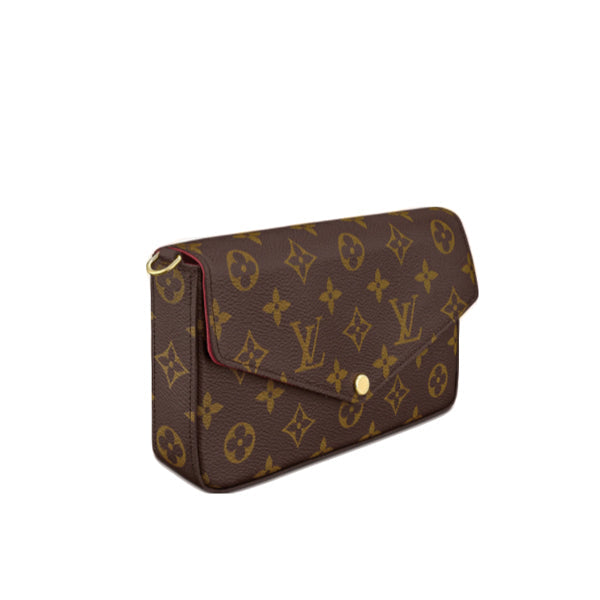 Louis Vuitton Shoulder Bag M61276 Monogram Canvas, Leather Brown Mini Bag Clutch Bag Chain Shoulder Strap Pochette Felice Women Used Authentic