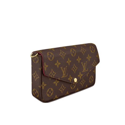 Louis Vuitton Shoulder Bag M61276 Monogram Canvas, Leather Brown Mini Bag Clutch Bag Chain Shoulder Strap Pochette Felice Women Used Authentic