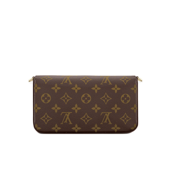 Louis Vuitton Shoulder Bag M61276 Monogram Canvas, Leather Brown Mini Bag Clutch Bag Chain Shoulder Strap Pochette Felice Women Used Authentic