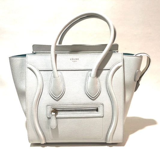 Celine Handbag 167793 Leather Off White X Sky Blue Tote Bag Micro Shopper Women Used Authentic