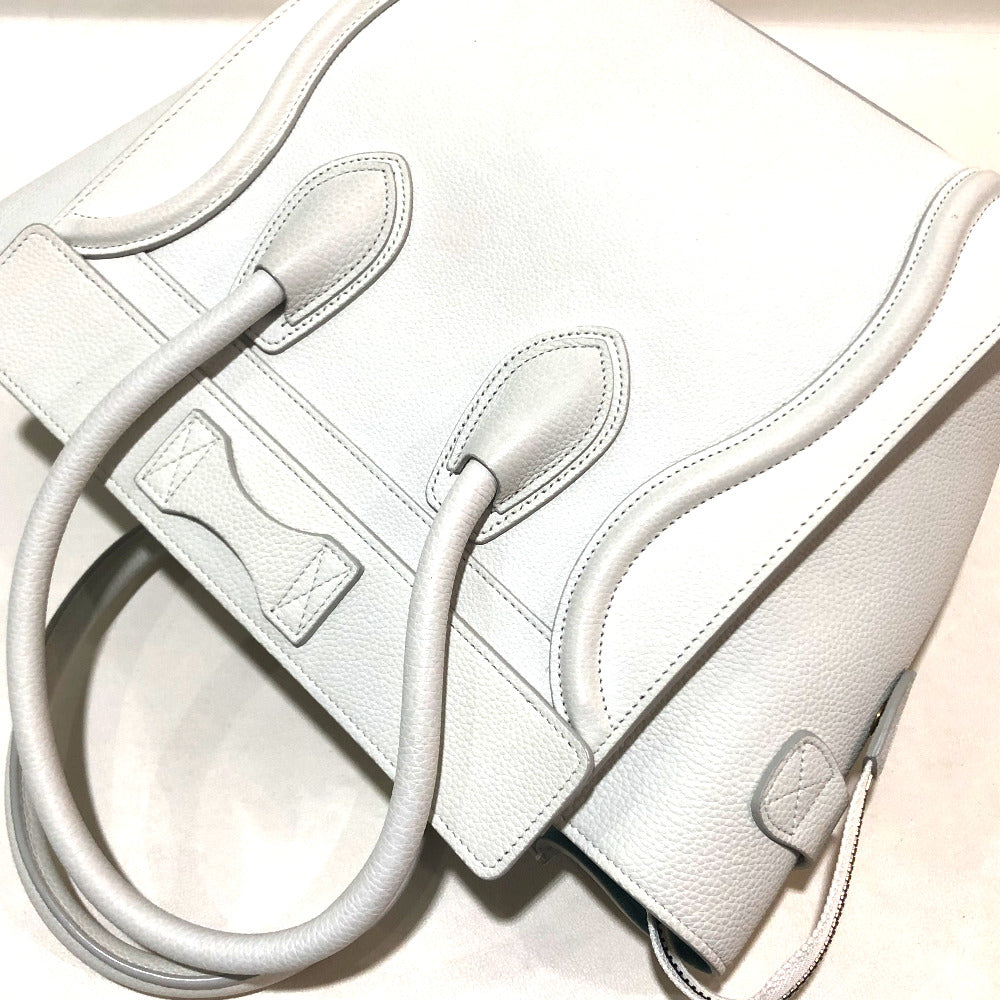 Celine Handbag 167793 Leather Off White X Sky Blue Tote Bag Micro Shopper Women Used Authentic