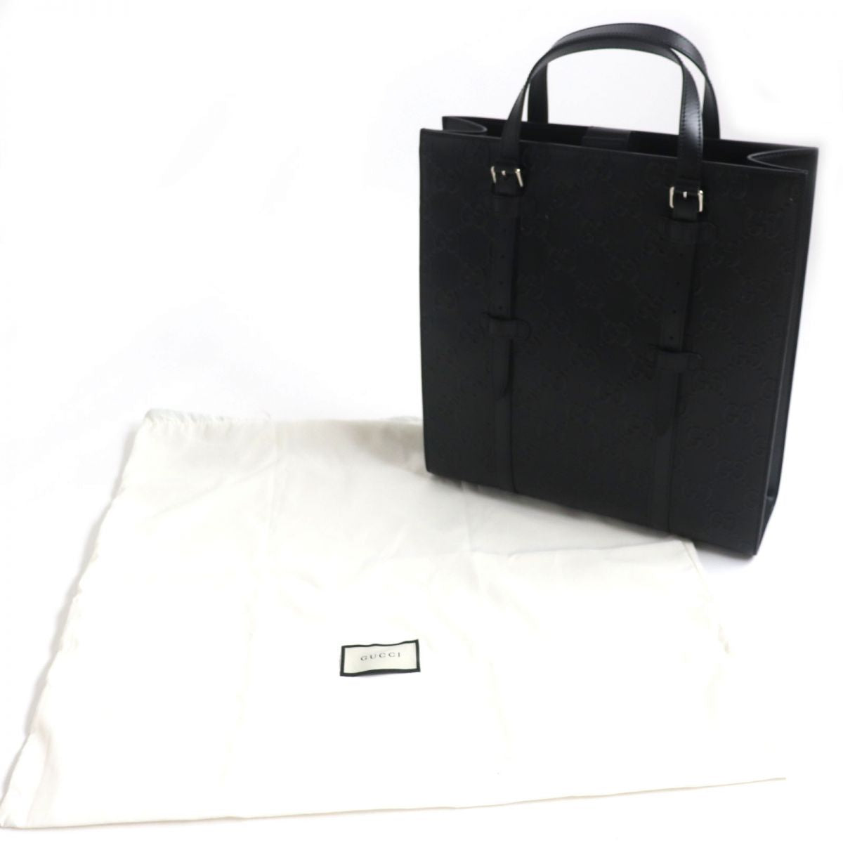 Gucci Tote Bag Main: Shima Leather Black Mens Used Authentic