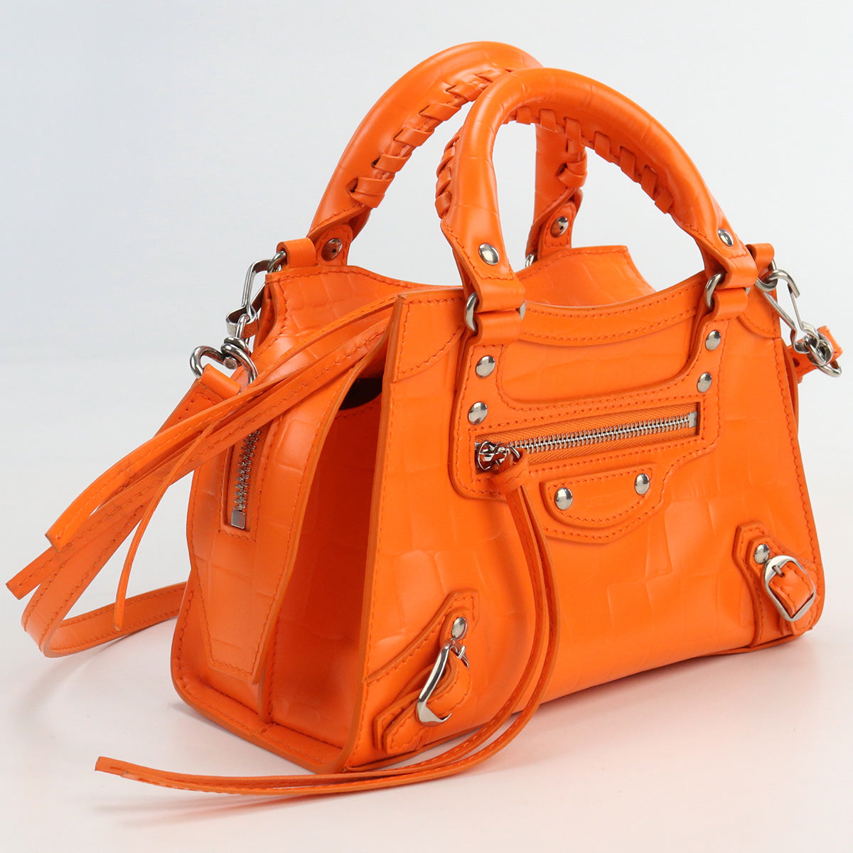 Balenciaga 638524 Neo Classic City Mini Handbag Shoulder Bag 2 Way Leather Orange Women