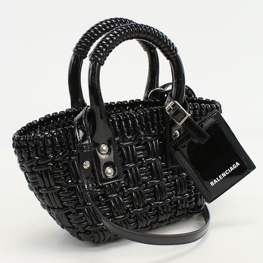 Balenciaga 678028 2 Ie2 Y 1000 Xxs With Strap Basket Bistro Tote Bag Shoulder Bag Polyurethane Black Wome