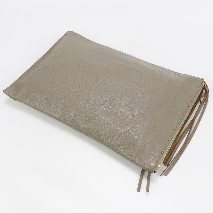 Balenciaga 390186 Clutch Bag Metal Edge L Shaped Clutch Bag Leather.Goatskin Gray Unisex