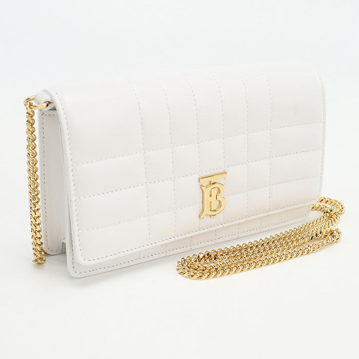 Burberry Roller Clutch Diagonal Crossbody Shoulder Bag Leather White Women