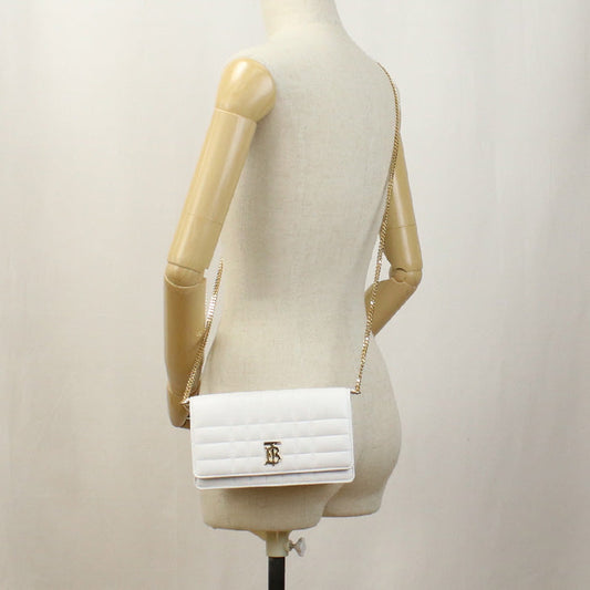 Burberry Roller Clutch Diagonal Crossbody Shoulder Bag Leather White Women