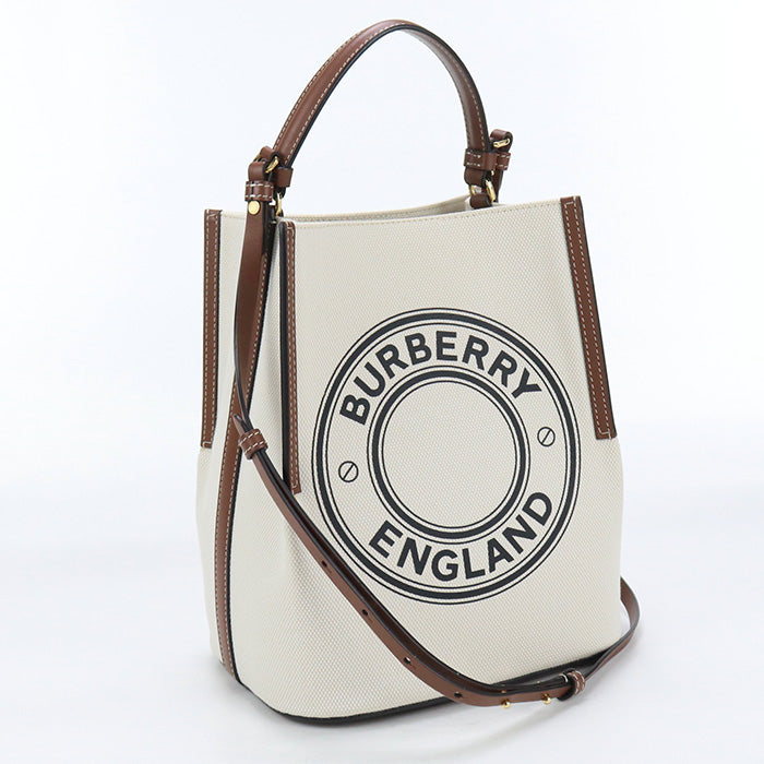 Burberry 8026824 Tote Bag Peggy Bucket Bag Handbags Canvas, Leather White Women