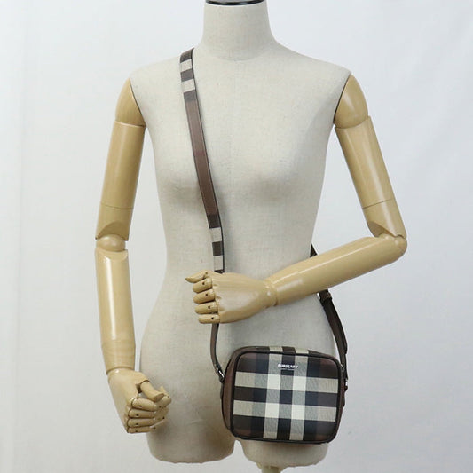 Burberry 8035325 Shoulder Bag House Check Crossbody Pvc Coated Canvas Brown Unisex