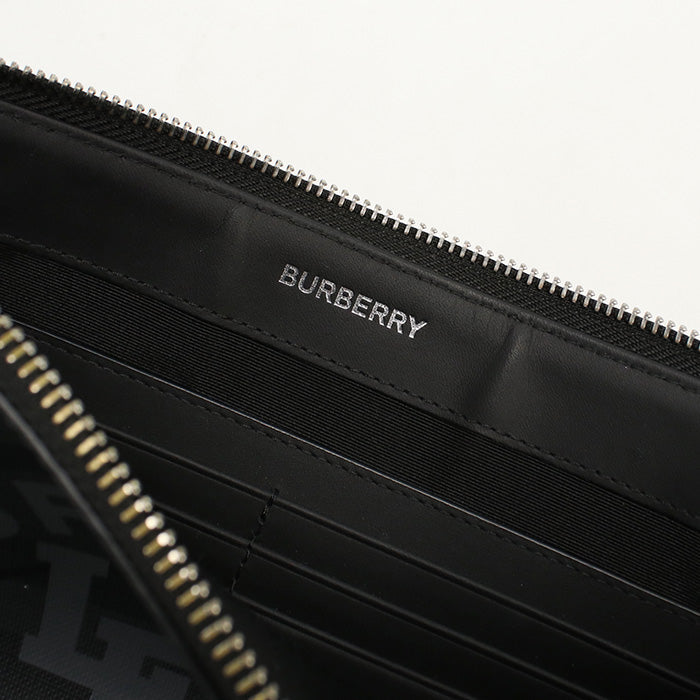 Burberry 8022559 Clutch Bag Logo Graphic London Check Zip Pouch Business Bag Pvc Black Mens