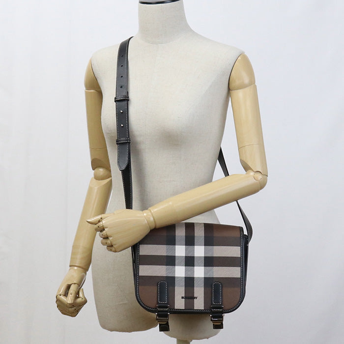 Burberry 8052804 Shoulder Bag Check Pattern Cross Body Bag Pvc Brown Unisex