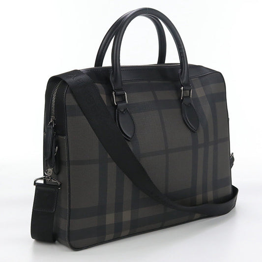 Burberry Bu84587 2 Way Tote Shoulder Bag Briefcase Pvc Black Mens