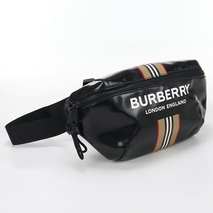 Burberry Bu84983 Belt Body Bag Patent Leather Black Mens