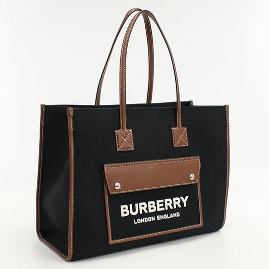 Burberry 8055747 Medium Frayed Tote Bag Canvas Black Women