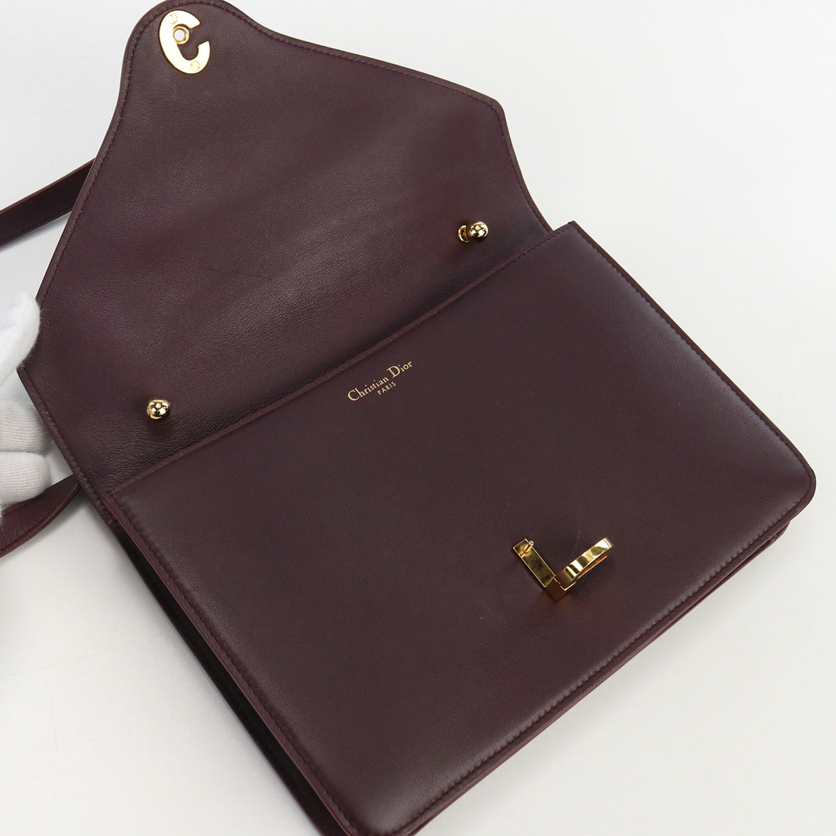 Christian Dior Shoulder Bag Diagonal Leather Purple Women