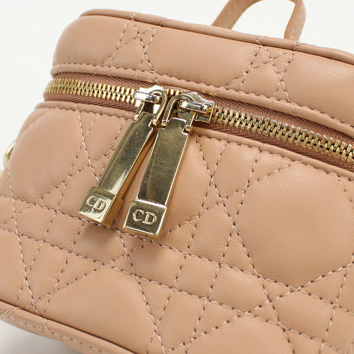 Dior S0918 Onmj Vanity Bag Lady Dior Canage Micro Vanity 2way Mini Handbag Lambskin Pink Women