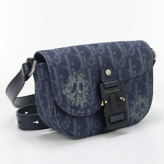 Dior Mini Messenger Bag Saddle Shoulder Bag Jacquard Navy Mens