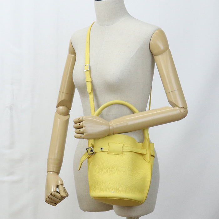 Celine 18742 3 A4 U Handbag Big Bag Nano Basket Shoulder Bag Leather Yellow Women