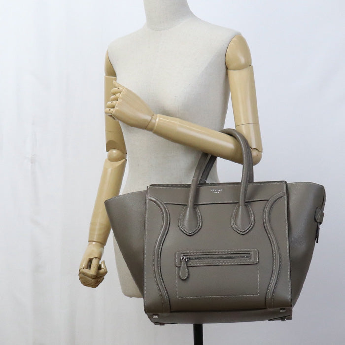 Celine At1103 Tote Bag Luggage Mini Shopper Leather Beige Women