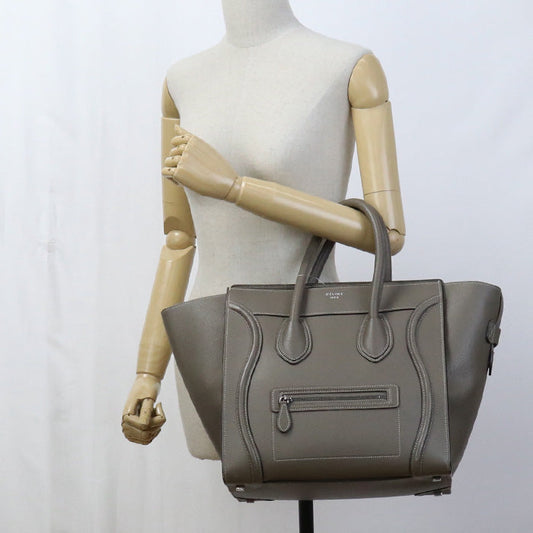 Celine At1103 Tote Bag Luggage Mini Shopper Leather Beige Women