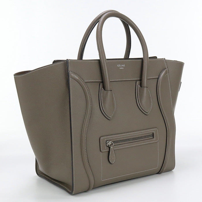 Celine At1103 Tote Bag Luggage Mini Shopper Leather Beige Women