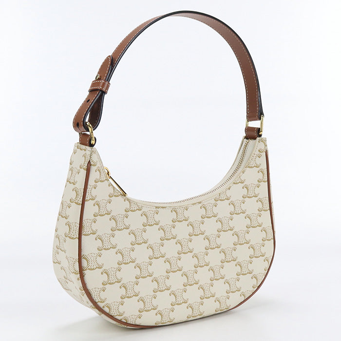 Celine 19395 2 Bzj 01 Bc Shoulder Bag Ava Bag Triomphe Coated Canvas.Leather White Women