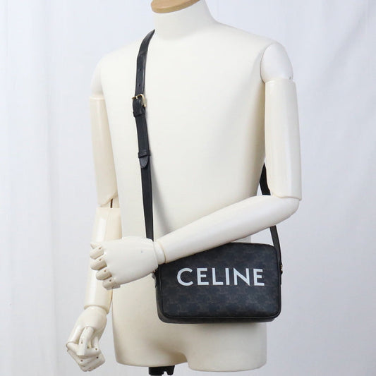 Celine 19450 2 Cim 38 Og Shoulde Bag Triomphe Medium Messenger Bag Pvc Coated Canvas Black Mens(unisex)