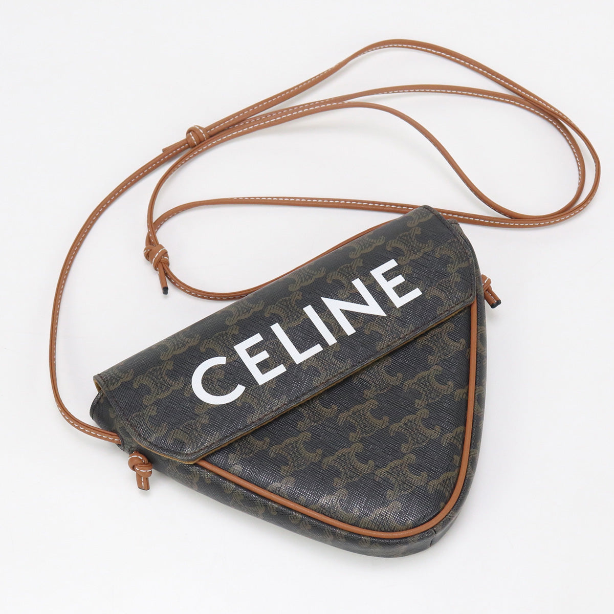 Celine Shoulder Bag Triomphe Canvas Shoulder Pvc/Calfskin Brown Women