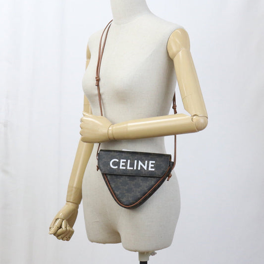 Celine Shoulder Bag Triomphe Canvas Shoulder Pvc/Calfskin Brown Women