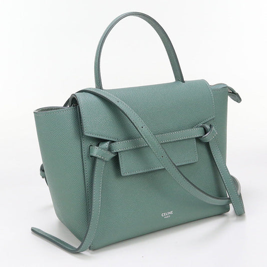 Celine 18900 3 Zva Nano 2 Way Handbag Shoulderbag Calfskin Green Women