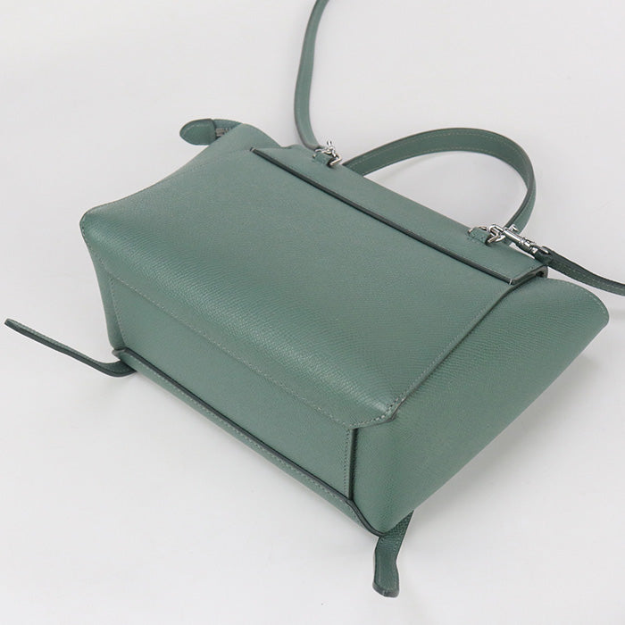 Celine 18900 3 Zva Nano 2 Way Handbag Shoulderbag Calfskin Green Women