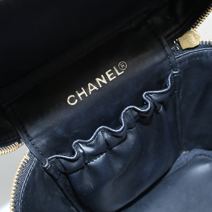 Chanel A01998 Handbag Vintage Coco Mark Cosmetic Pouch Mini Bag Vanity Bag Caviar Skin Black Women