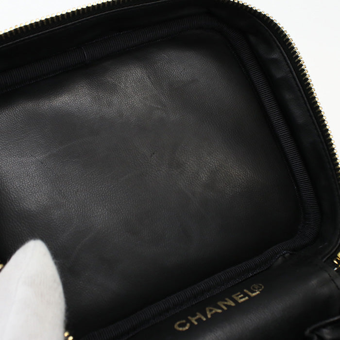 Chanel A01998 Handbag Vintage Coco Mark Cosmetic Pouch Mini Bag Vanity Bag Caviar Skin Black Women