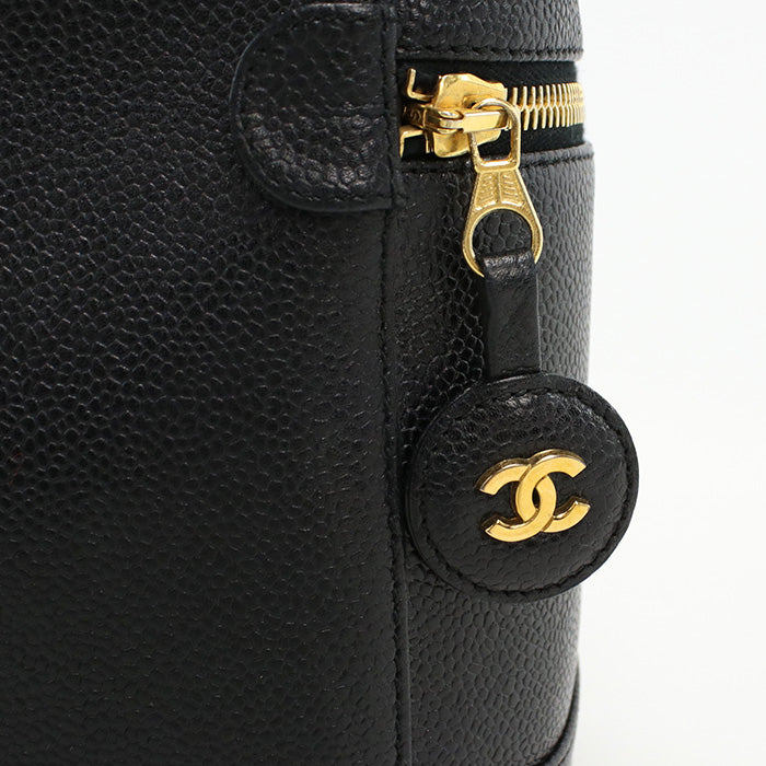 Chanel A01998 Handbag Vintage Coco Mark Cosmetic Pouch Mini Bag Vanity Bag Caviar Skin Black Women