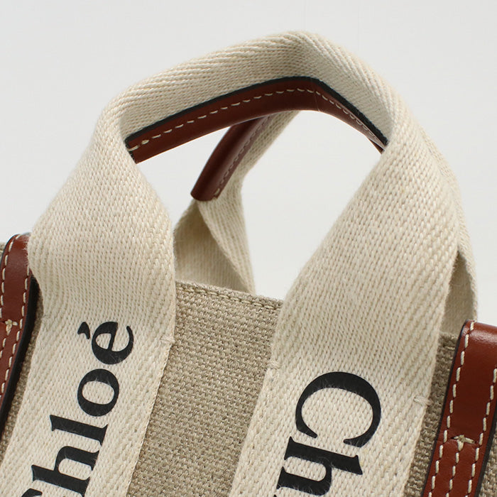 Chloe Chc22 Ap237 I26 90 U Mini Tote Bag Woody Shoulder Bag Canvas/Leather Women