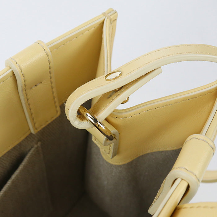 Chloe Woody Small Tote Shoulder Bag Leather Yellow Women