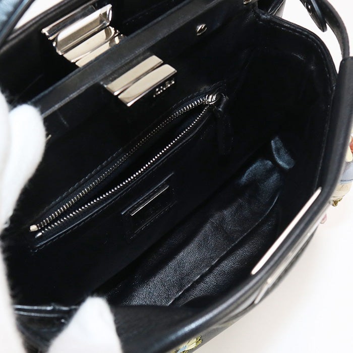 Fendi 8 Bn244 9 Gl Selleria Bag Peek A Boo Mini Handbag Leather Black Women