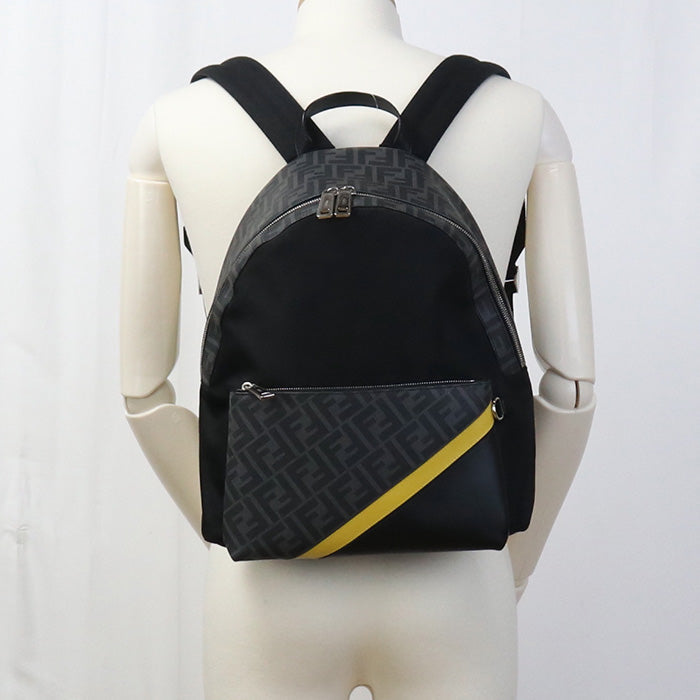 Fendi Fe83154 Backpack Diagonal Nylon Black Mens