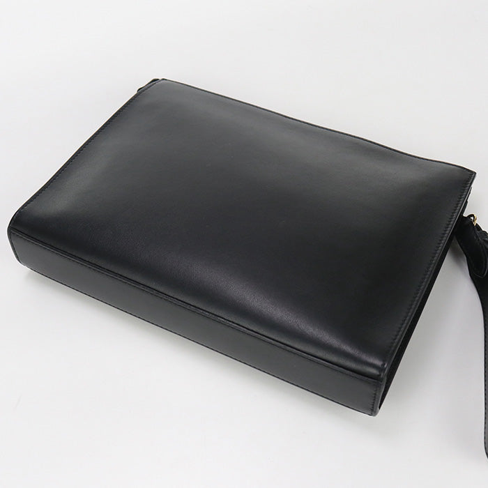 Fendi Fe83752 Clutch Bag Fendace Leather Black Mens